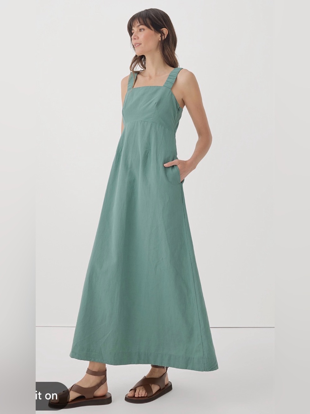 Pact Women’s Canopy Linen Blend Tank Dress Sage , Medium